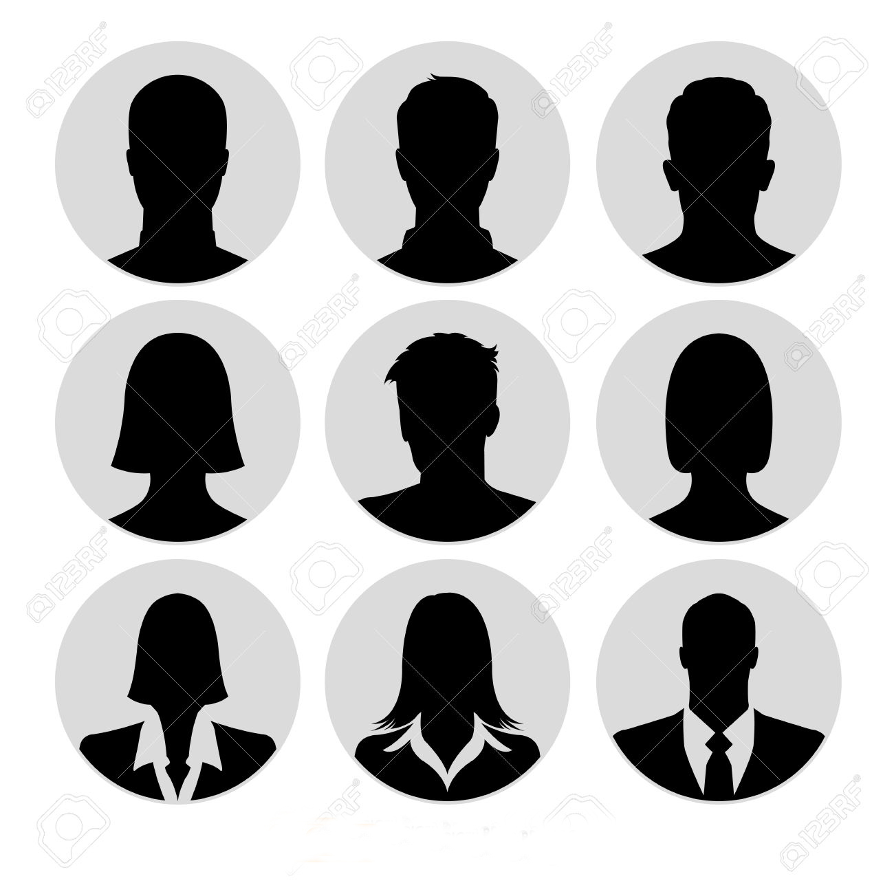 Avatar profile picture icon set including male, female & businesspeople